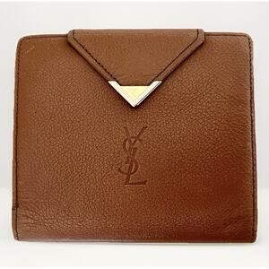 Vintage Yves Saint Laurent YSL Leather Wallet Kiss Lock Coin Purse Authentic